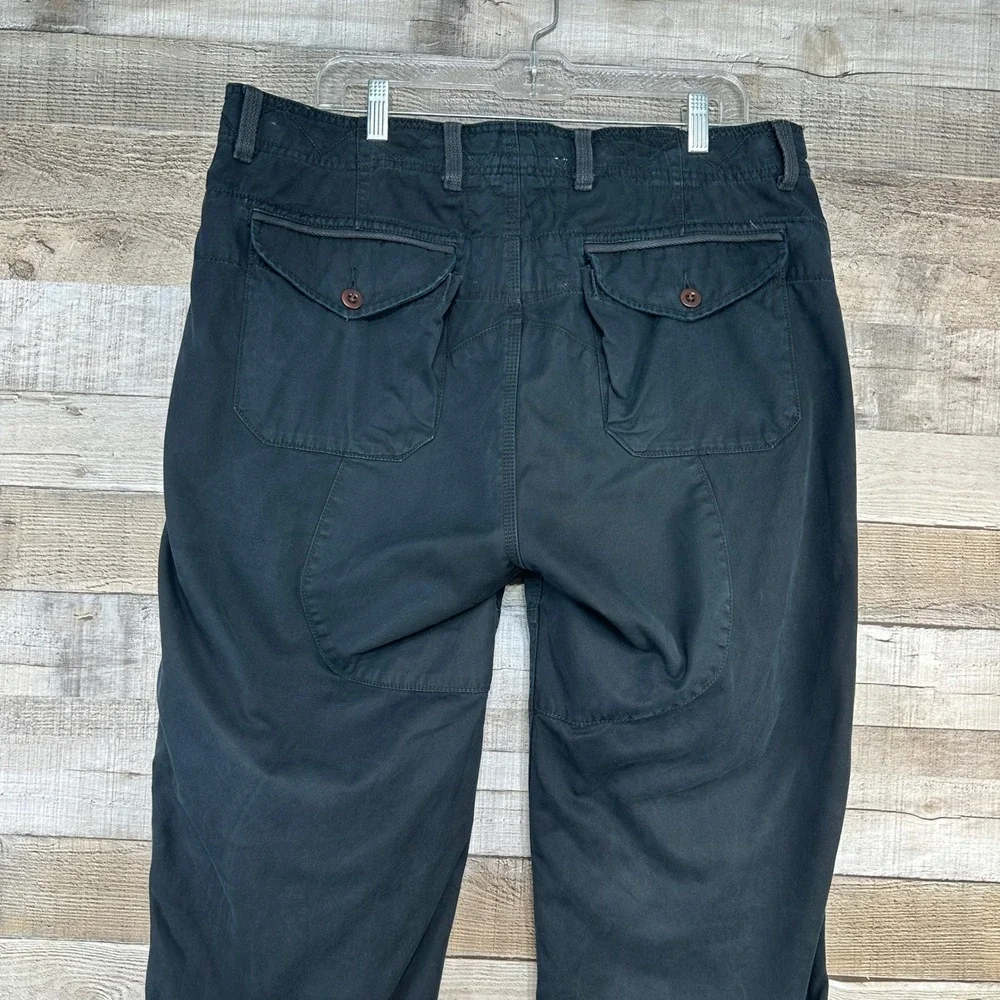 VTG Polo Ralph Lauren 381 Blecker Black Cargo Workpants‎ Flannel-lined Hem Sz 38